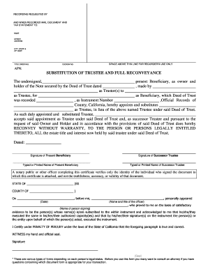 Substitution of Trustee and Full Reconveyance