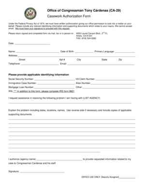 Casework Authorization Form