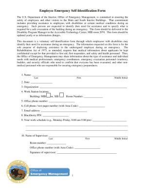 Employee Emergency Self-Identification Form