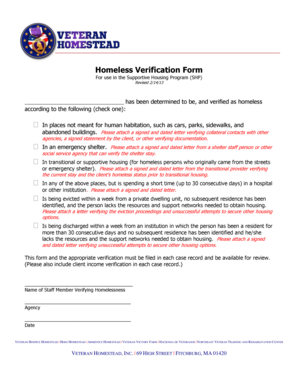 Homeless Verification Form