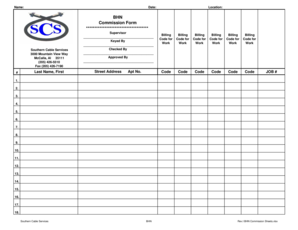 Southern Cable Services Commission Form