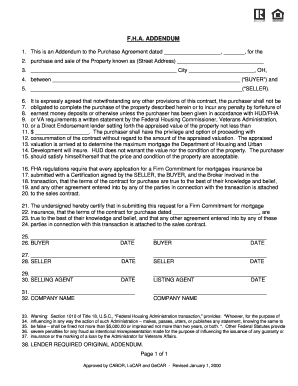 FHA Addendum to Purchase Agreement