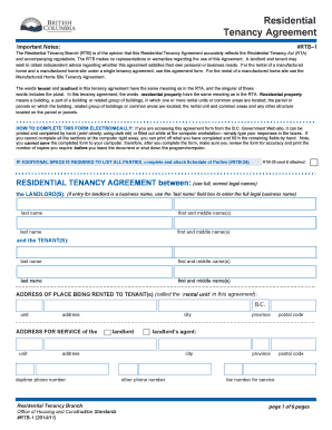 British Columbia Residential Tenancy Agreement