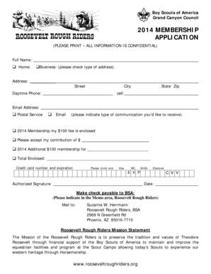 Boy Scouts Membership Application