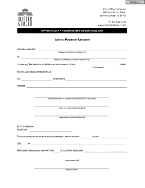 Limited Power of Attorney for Permit Application