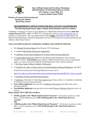 Rhode Island Real Estate Salesperson Application