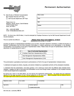 Ohio Workers' Compensation Authorization Form