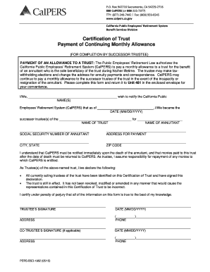 California Certification of Trust for CalPERS
