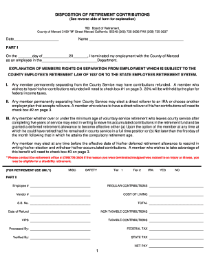 Merced County Retirement Contribution Disposition Form