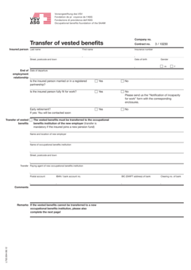 Swiss Vested Benefits Transfer Form