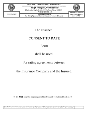 Georgia Consent to Rate Form