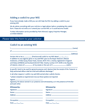 Codicil to an Existing Will