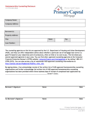 Homeownership Counseling Disclosure