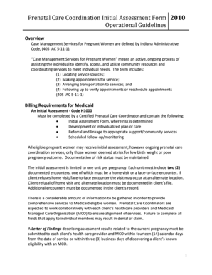 Prenatal Care Coordination Initial Assessment Form