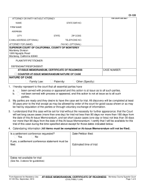 California At-Issue Memorandum Form CI-120