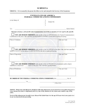 FCC Form 766 Subpoena