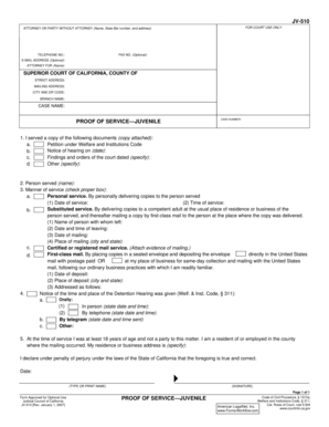 Proof of Service - Juvenile Case