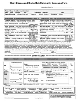 Heart Disease and Stroke Risk Screening Form