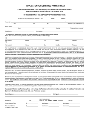 Deferred Payment Plan Application