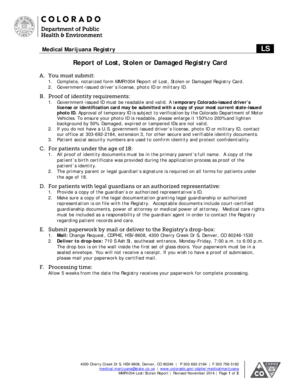 Colorado Medical Marijuana Lost Card Report