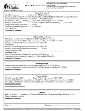 Tuberculosis Home Evaluation Form