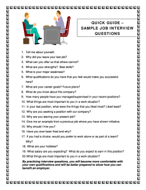 25 Printable Sample Interview Questions Forms And Templates Fillable Samples In Pdf Word To Download Pdffiller