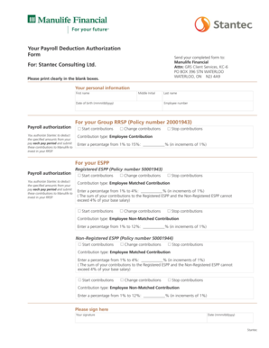 Payroll Deduction Authorization Form
