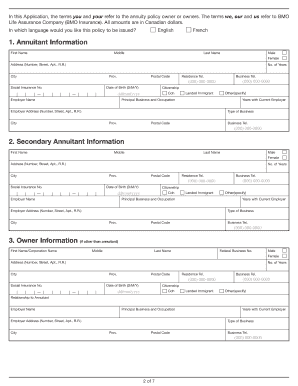 Application for Single Premium Immediate Annuity
