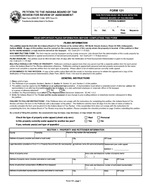 Indiana Board of Tax Review Form 131