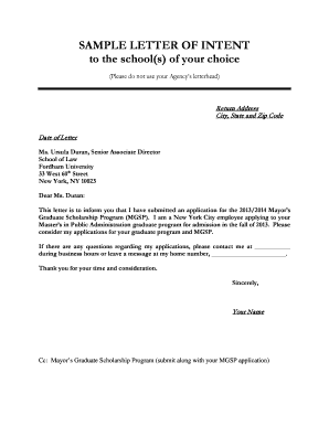 homeschool letter of intent sample