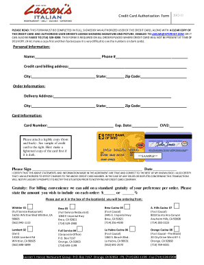 credit card authorization form