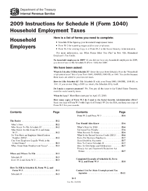 2009 Instructions for Schedule H (Form 1040)