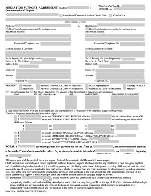 Virginia Mediation Support Agreement