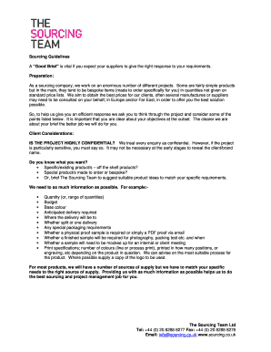 Sourcing Guidelines Form
