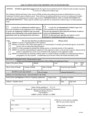 California Death Record Application