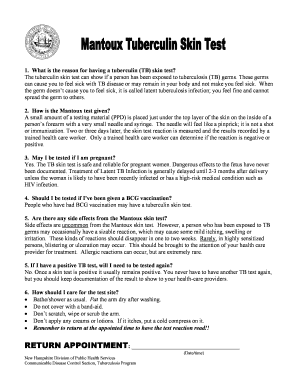 Tuberculin Skin Test Information