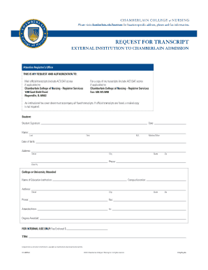 Chamberlain College Nursing Transcript Request Form