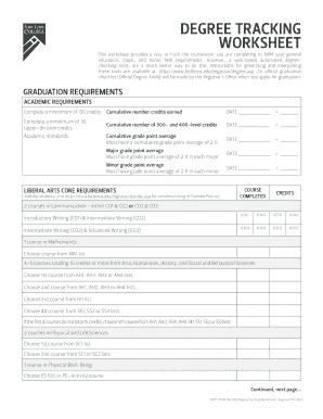 Degree Tracking Worksheet