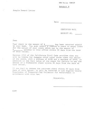 Sample demand letter california - Attachment IX Sample Demand Letter - lacdmh lacounty