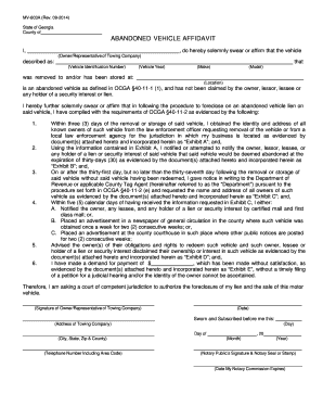 Georgia Abandoned Vehicle Affidavit