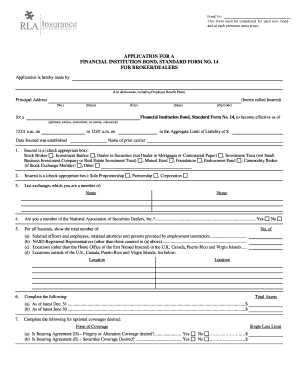 Financial Institution Bond Application Form 14