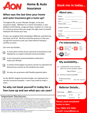 Aon Insurance Introduction Form