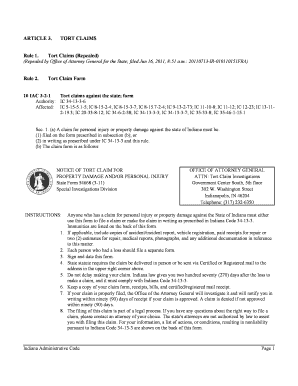 Indiana Tort Claim Form