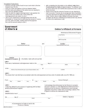 Debtor's Affidavit of Arrears