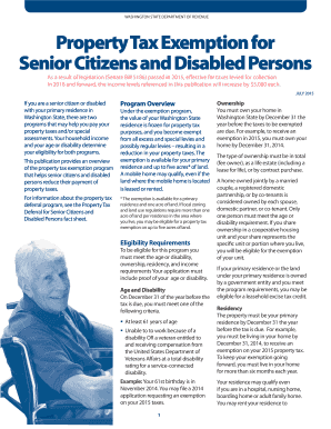 Property Tax Exemption for Senior Citizens and Disabled Persons - dor wa