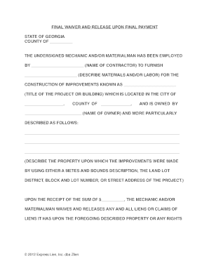 Final Waiver and Release Upon Final Payment