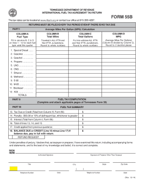 Tennessee IFTA Tax Return Form 55B