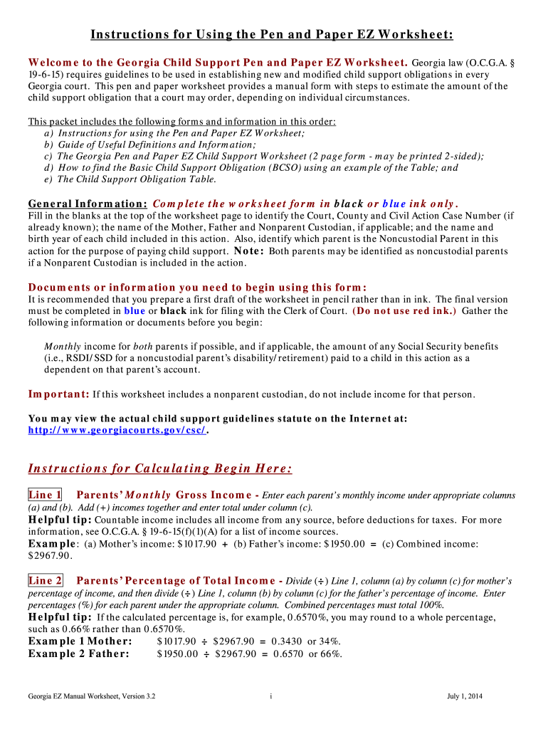 Instructions georgia worksheet: Fill out & sign online | DocHub