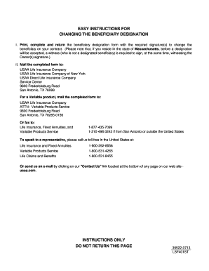 USAA Beneficiary Designation Form