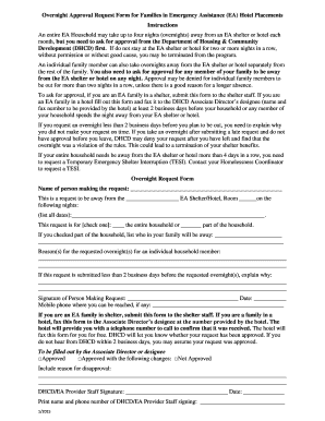 Overnight Approval Request Form for Emergency Assistance
